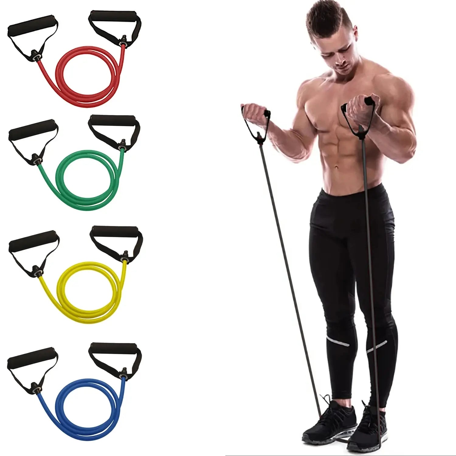 Kit Elásticos de Resistência com Alças para Treino