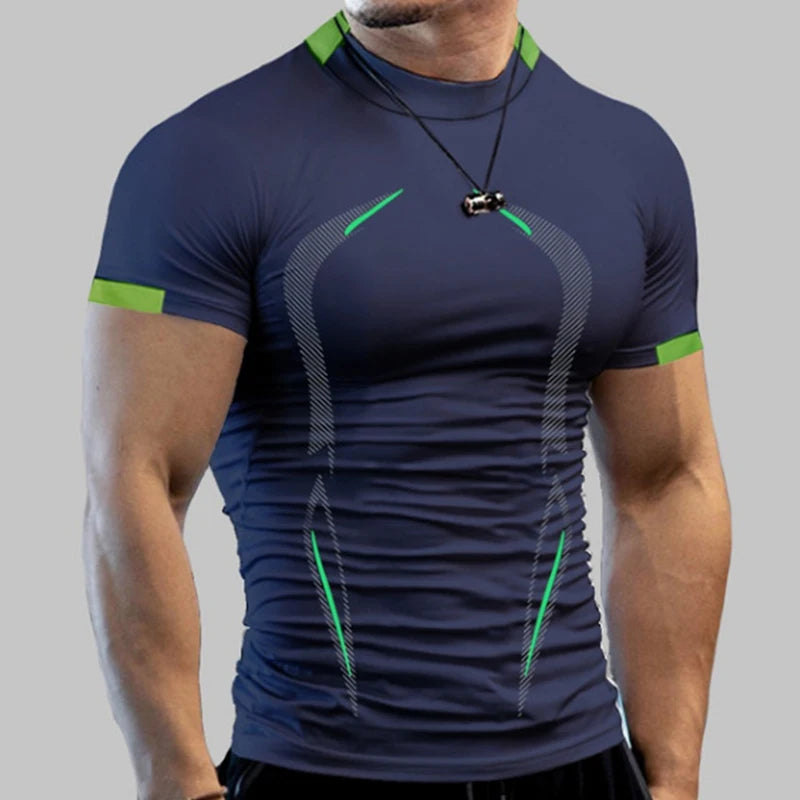 Camiseta de Compressão Masculina Manga Curta para Treino