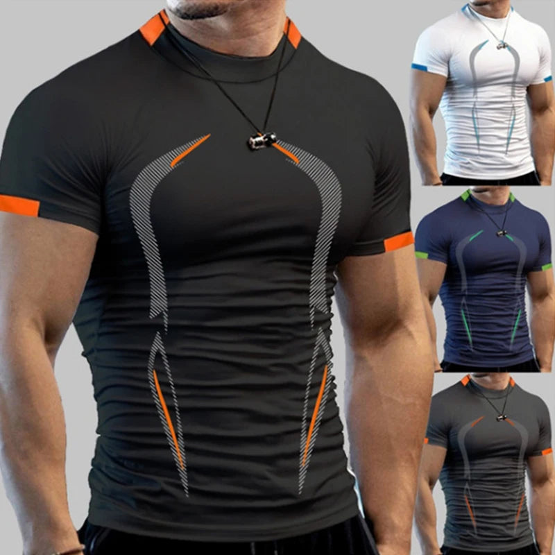 Camiseta de Compressão Masculina Manga Curta para Treino